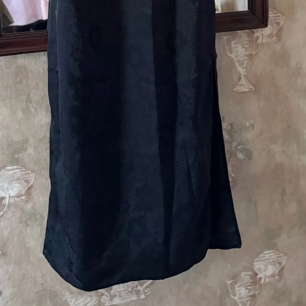 FREE PEOPLE TELL ME WHY MIDI SLIP DRESS BLACK SATIN LARGE